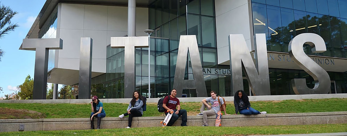 Students in front of the Titan Student Union